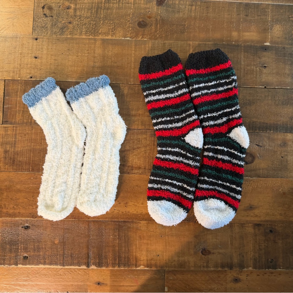 Striped Cozy Socks - Red, Black, Gray